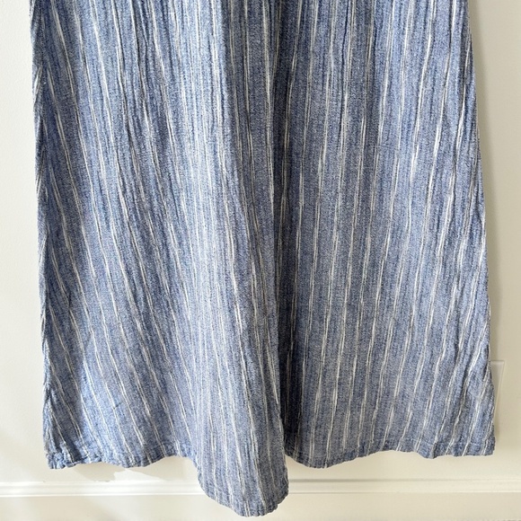 Calvin Klein 100% Cotton Blue & White Striped Short Sleeve Maxi Dress - Picture 9 of 16